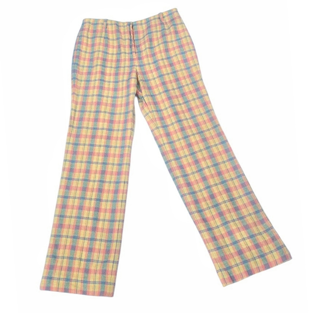1960s Vintage Pants 60s Mod The Villager Pastel Plaid Trousers Small Medium S/M